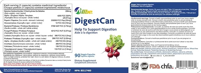 DigestCan - Digestive Enzymes Supplement (120g) Probiotics for Digestive Comfort &amp Gut Health Advanced Enzyme Formula for Men &amp Women Gluten-Free &amp Vegan Friendly - 90 Capsules (Pack of