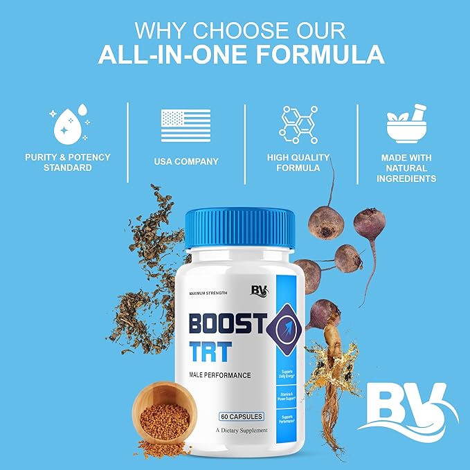 (2 Pack) Boost TRT Maximum Strength Performance Supplement BoostTRT Premium Capsules Boost TRT Maximum Strength Advanced Multivitamin Supplement BoostTRT Health Management Pills (120 Capsules)