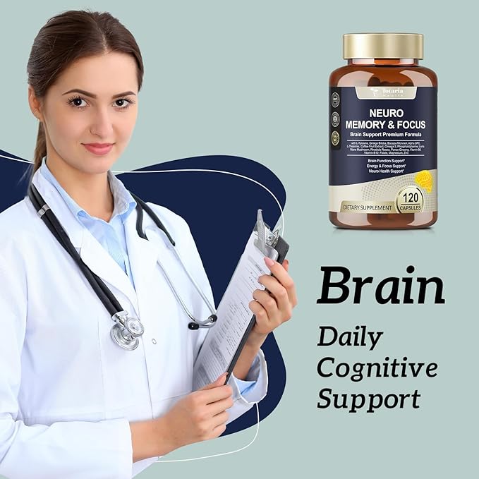Totaria C-ognitive with Caffeine Pills L-Tyrosine Alpha GPC Ginkgo Biloba Bacopa Monnieri Brain Supplement for Memory and Focus Brain Nootropic Support - Non-GMO Gluten Free (2 Packs)