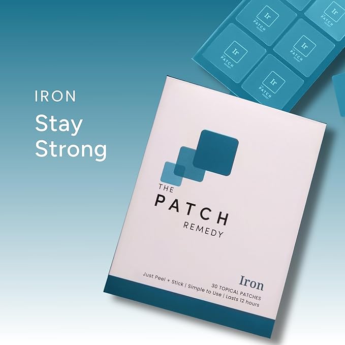 The Patch Remedy Iron Patch | Iron Bisglycinate Vitamin C B9 (Methylfolate) B12 Beta-Carotene Astaxanthin | 30 Patches