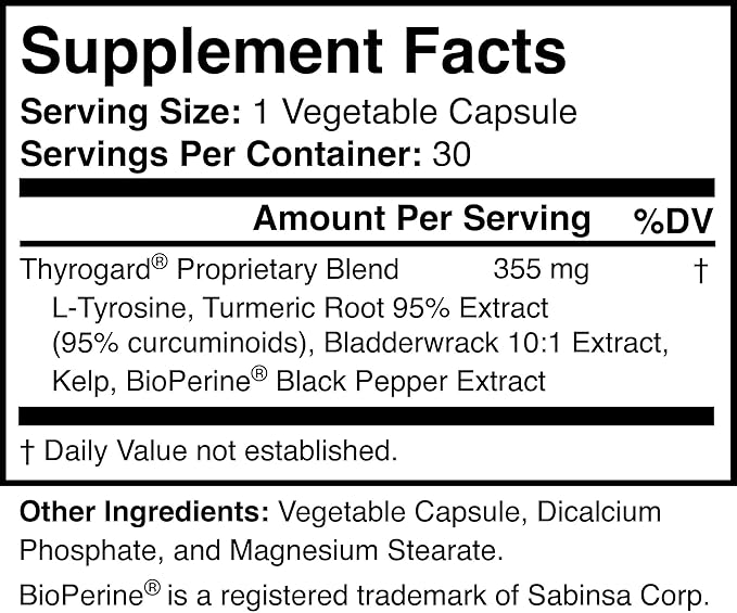 Thyrogard - Natural Thyroid Support Supplement - Non-GMO Vegan Gluten-Free