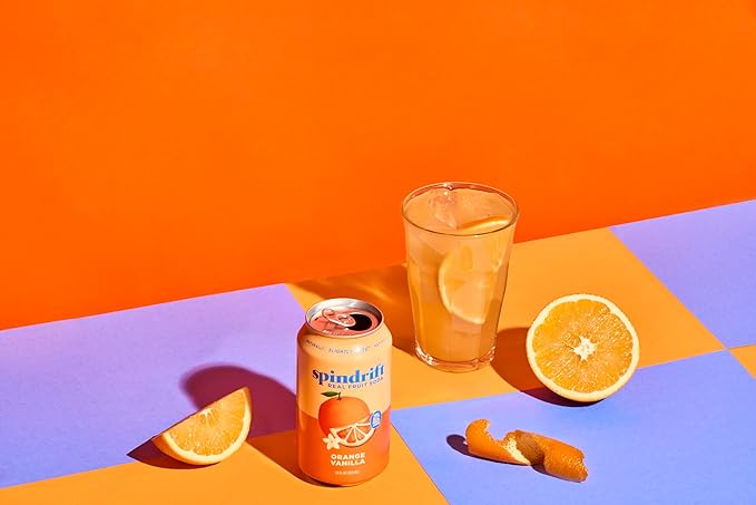 Spindrift Orange Cream Float Orange Vanilla Soda Made with Real Squeezed Fruit 12 Pack Case