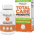 Probulin Total Care Probiotic Supplement Daily Gut Digestive and Immune Health Probiotics Capsules for Men and Women 20 Billion CFU Vegan 90 Count Bottle