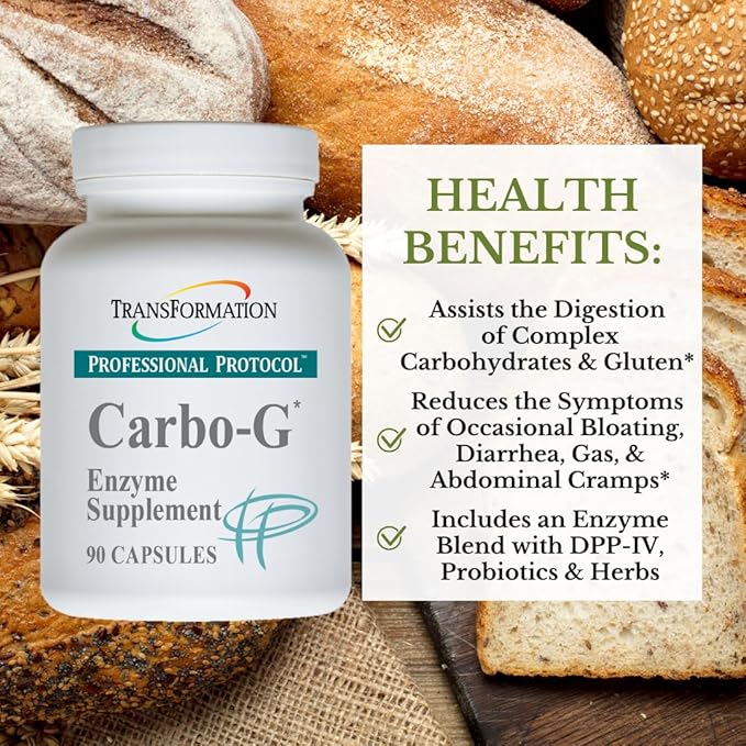 TRANSFORMATION THE GENESIS OF GOOD HEALTH Enzymes Carbo-G High Potency Enzyme Blend Formula Supplement with Probiotics &amp Herbs for Carbohydrate Breakdown Nutrient Absorption 90 Capsules