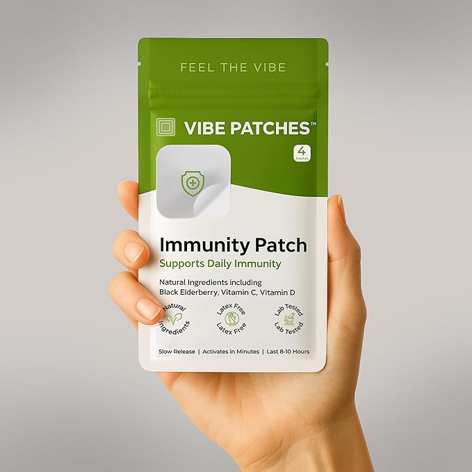 Immunity Patch | Wearable Wellness with Zinc Vitamin C Vitamin D and Black Elderberry | Long Lasting Patch for 10 Hours | Vegan &amp Latex Free | 4 Patches Per Pack 2 Pack