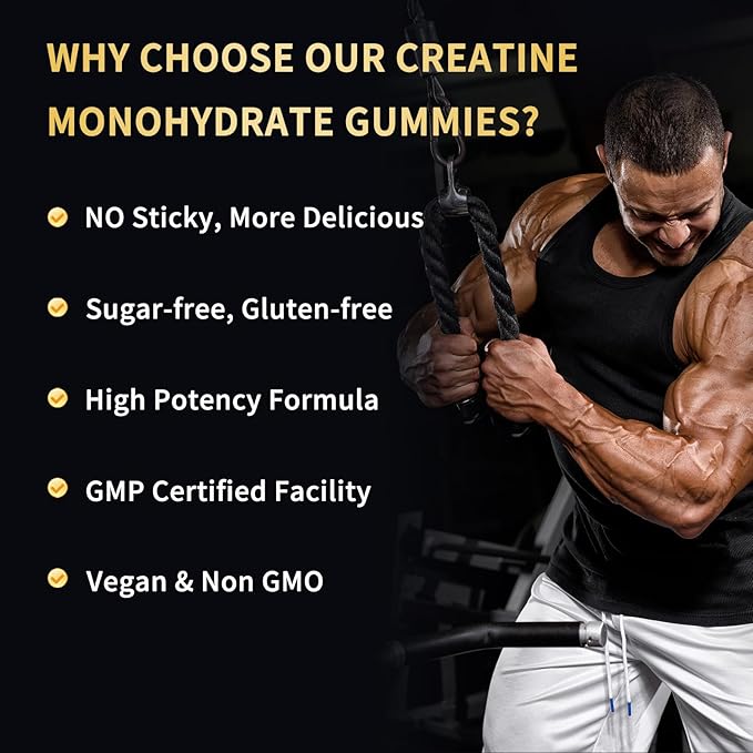 Creatine Monohydrate Gummies 5000mg for Men &amp Women - Sugar Free Pre-Workout Supplement Chewables for Muscle Strength Muscle Builder Energy Boost Mixed Berry Flavor 120 Count (2 Pack)