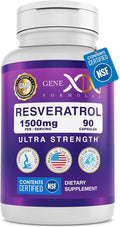 Genex Formulas Resveratrol 1500 mg Supplement for Healthy Aging – NSF Certified for Safety Quality &amp Label Accuracy – Potent Antioxidant &amp Healthy Aging Formula - Gluten Free 90 Count
