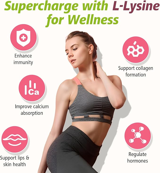 2 Pack L-Lysine Gummies 1000mg Lysine Gummies Supplement for Adults &amp Kids Essential Amino Acid with L-Arginine L-Glutamine for Lip &amp Skin Immune Calcium Absorption Strawberry Flavor 12