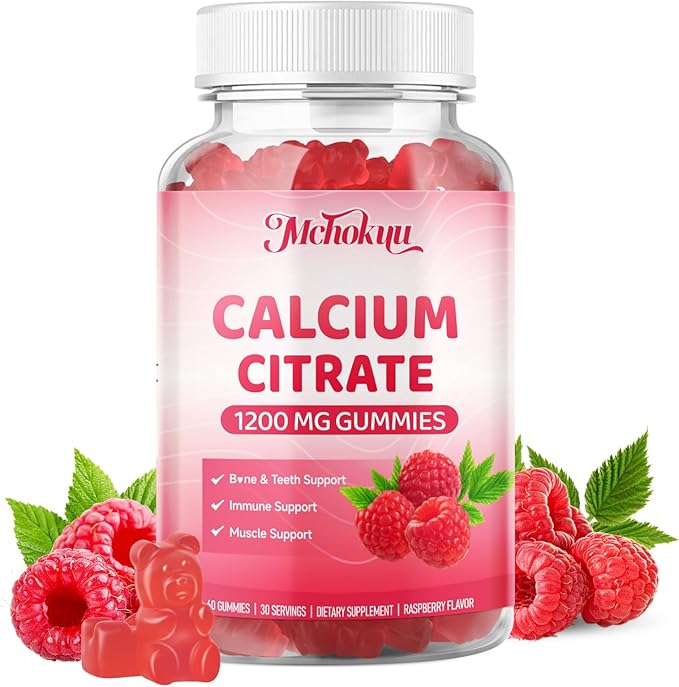 Calcium Citrate Gummies 1200mg Chewable Calcium Supplement for Women &amp Men Supports Bone Muscle &amp Immune Health Sugar-Free Non-GMO Gluten-Free Natural Raspberry Flavor 120 Count