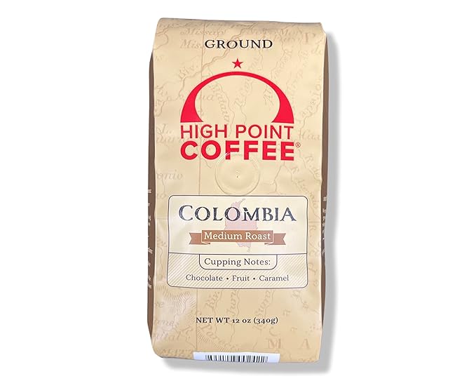 High Point Coffee Medium Roast Ground Coffee - Colombia 48 Ounces (Four Bags of 12 Ounces)