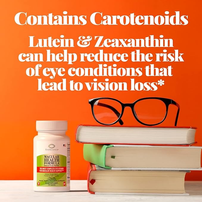 EyeScience – Macular Health Formula – 120 Capsules – Complete Nutritional Supplement for Eye Health - Contains Lutein Zeaxanthin Vitamin C D E &amp B6-2-Pack