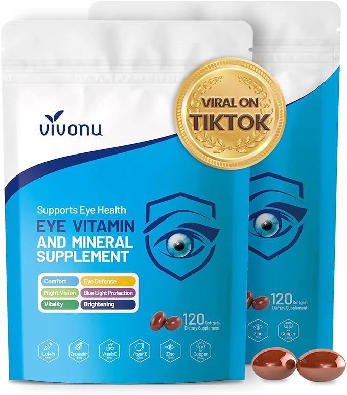 VivoNu 120pcs Lutein Eye Vitamins Supplement for Macular Health and Dry Eye Contains Lutein Zinc Vitamins C/E &amp Zeaxanthin to Support Eye Health (240p)