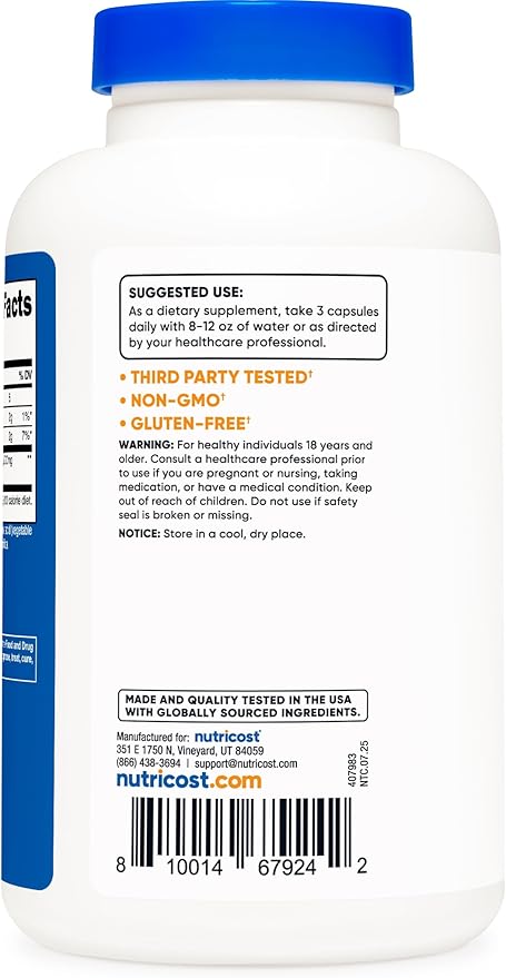 Nutricost Glucomannan 1800mg Per Serving 180 Capsules (2 Bottles)