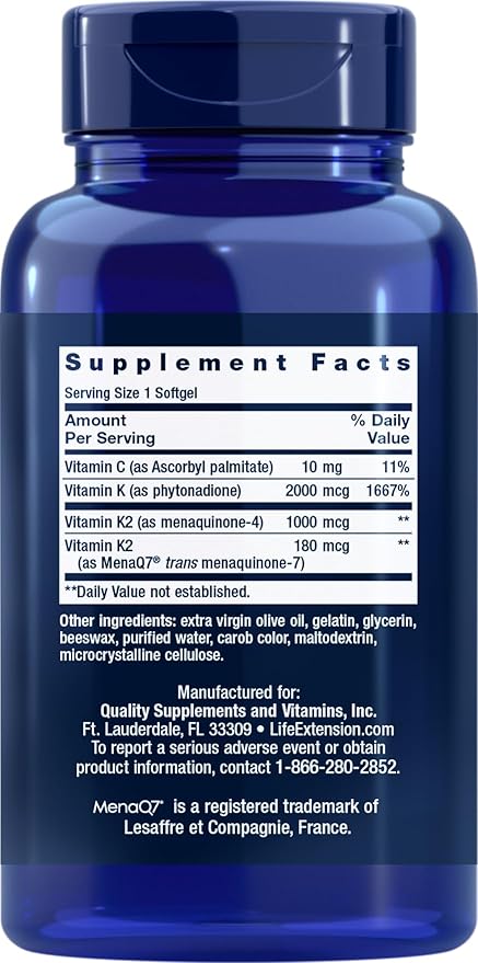 Life Extension Super K 150 Softgels with Vitamin K1 and K2 - MK4 &amp MK7