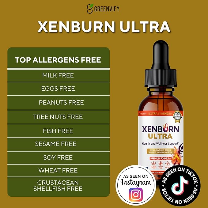 Xenburn Ultra Extra Strength Dietary Supplement Health and Wellness Support 60 Servings 2 fl oz Gluten Free Sugar Free Non GMO (3)