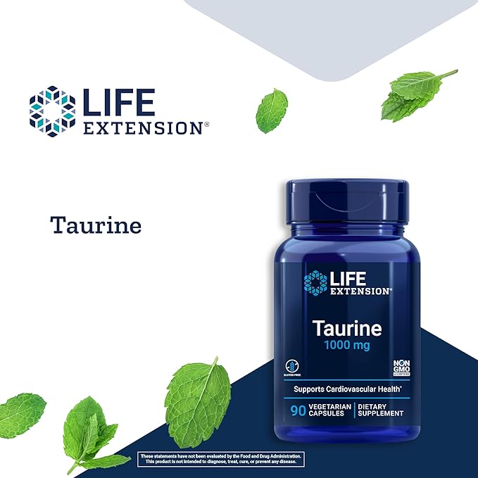 Life Extension Creatine Capsules and Taurine Supplement Bundle - 120 Creatine Capsules Promoting Strength and 1000mg Taurine for Heart Health