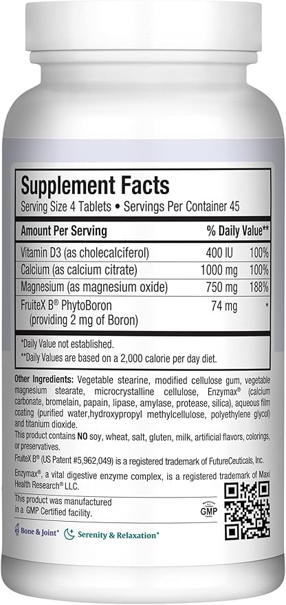 Maxi Health Calcium 1000 mg with Vitamin D3 (400 IU) and Magnesium (750 mg) - Cal Max Dietary Supplement for Bone Teeth and Joint Support - for Men and Women - 180 Tablets