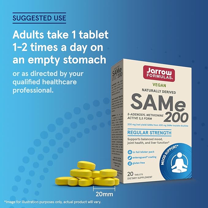 Jarrow Formulas Same 200 mg Supports Joint Health Liver Function Brain Metabolism 20 Tablets Up to A 20 Day Supply