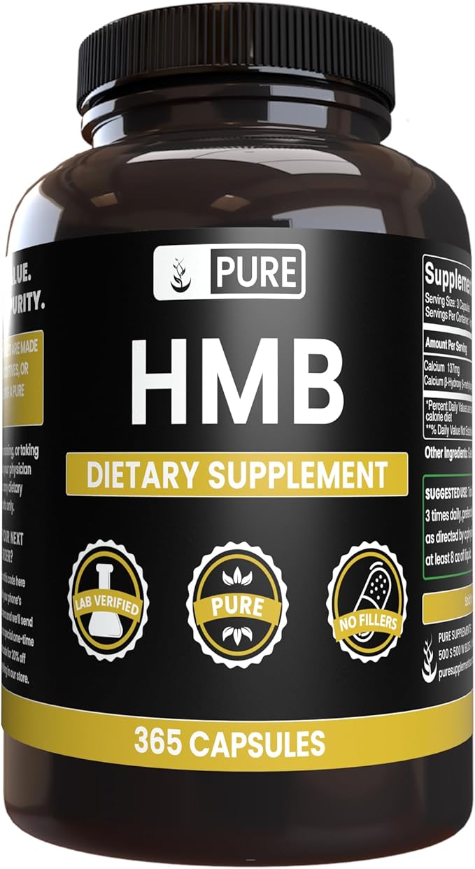 Pure Original Ingredients HMB (365 Capsules) No Magnesium Or Rice Fillers Always Pure Lab Verified