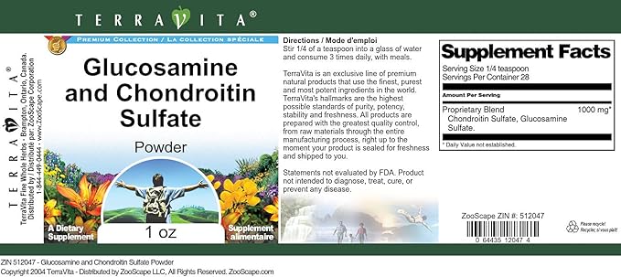 Terravita Glucosamine and Chondroitin Sulfate Powder (1 oz ZIN: 512047) - 3 Pack