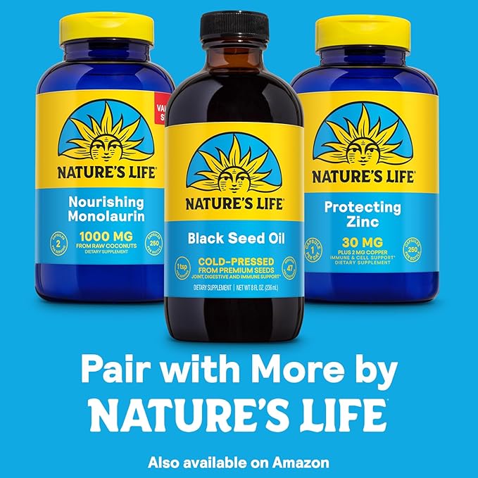 Nature’s Life Black Seed Oil Cold-Pressed Black Cumin Seed Oil - Joint Digestive Health and Immune Support - Lab Verified 60-Day Money-Back Guarantee - 47 Servings 8 Fl. Oz.