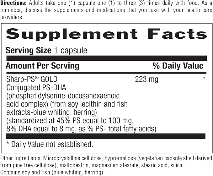 Country Life Sharp Thought - Memory &amp Cognitive Support Supplement – Sharp-PS Gold Phosphatidylserine + DHA – Promotes Mental Clarity &amp Faster Recall – Gluten-Free 30 Capsules
