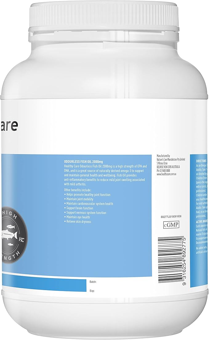 Healthy Care Odourless Fish Oil 2000mg 400 Soft Capsules