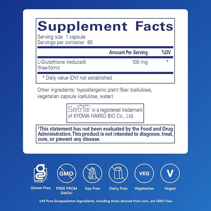 Pure Encapsulations Reduced Glutathione | Hypoallergenic Antioxidant Supplement to Support Liver and Cell Health* | 60 Capsules