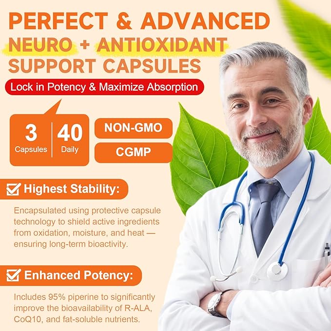 Totaria R Alpha Lipoic Acid 600mg - Stabilized ALA Supplement for Neuropathy Support Capsules Nerve Health Nervous System and Antioxidant Non-GMO Gluten Free Vegan Safe 120 Counts