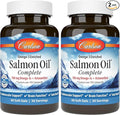 Carlson - Salmon Oil Complete 700 mg Omega-3s + Astaxanthin Cardiovascular Support Brain Function &amp Joint Health 60 Softgels (Pack of 2)