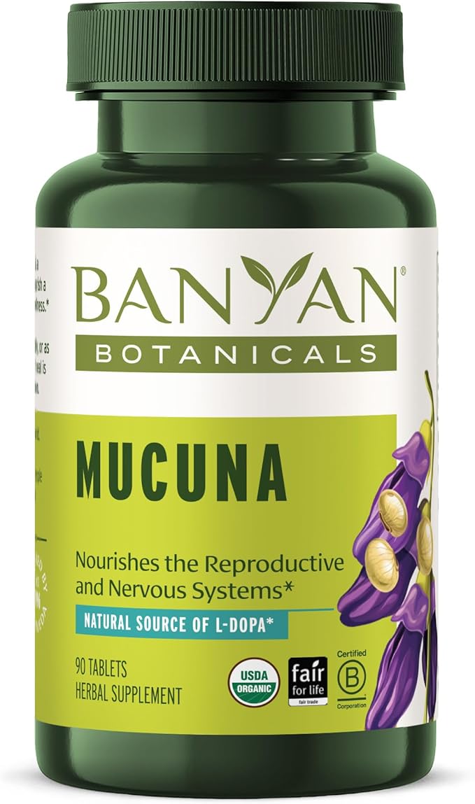 Banyan Botanicals Organic Mucuna Pruriens – Physical Vitality &amp Neuromuscular Support – Natural Source of L-Dopa for Reproductive Health &amp Motor Precision – 90 Tablets – USDA Organic