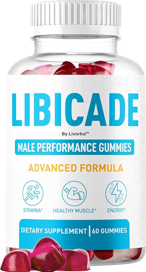 Libicade Gummies - Official Libicade Premium Supplement Gummy for Men - Maximum Strength All Natural Drive Advanced Formula Daily Support Overall Health &amp Wellness 60 Gummies for 1 Month