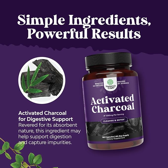 Bundle of Activated Charcoal Pills Detox &amp Cleanse - Purifying Coconut Capsules with 1200 mg Per Serving for Bloating Relief and Cold Pressed Black Seed Oil Capsules - Vegan Nigella Sativa Black C