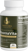 PoornaVita Multivitamin for Men | Mens Multivitamins with 25+ Vitamins &amp Minerals B-Complex Formula | Men's Multivitamin Capsules Daily Men's Health Supplements 60 Count