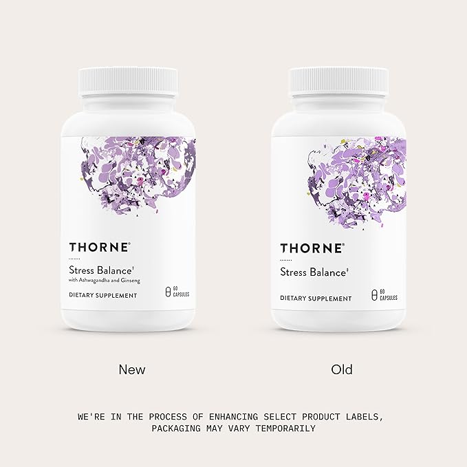 THORNE - Stress Balance - Adrenal Support Supplement with B Vitamins Vitamin C Ashwagandha Ginseng &amp Zinc* - Third-Party Certified - Gluten Dairy &amp Soy-Free - 60 Capsules