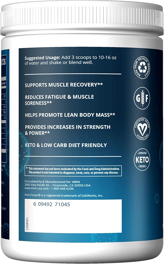 MRM BCAA+G Reload Post-Workout Powder-For Women &amp Men-BCAA &amp L'Glutamine with CarnoSyn Beta-Alanine Amino Acids Muscle Recovery &amp Hydration Keto Vegan Gluten Free - 26 Servings Islan