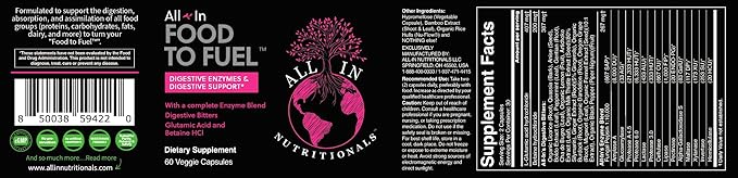 All In Nutritionals Food to Fuel- Formulated to Support The Digestion Absorption and Assimilation of All Food Groups. 30 Servings in Every Jar!