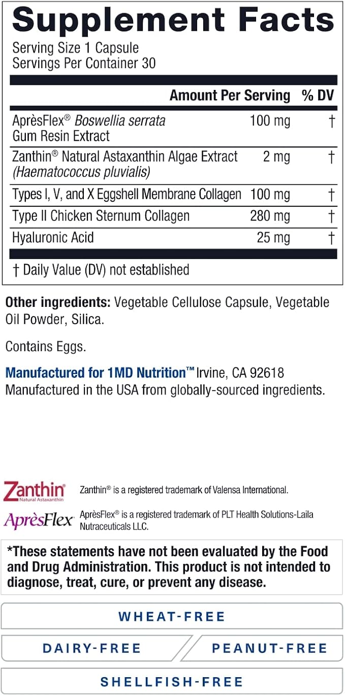 1MD Nutrition MoveMD &amp VisionMD Joint Support &amp Eye Care - Collagen Hyaluronic Acid Astaxanthin OptiLut Lutein Zeaxanthin