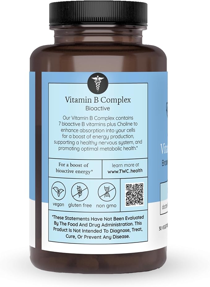 The Wellness Company Vitamin B Complex – Muscle Recovery Focus &amp Resilience Broad-Spectrium Methylated B Vitamins | 30ct (1 Month Supply)