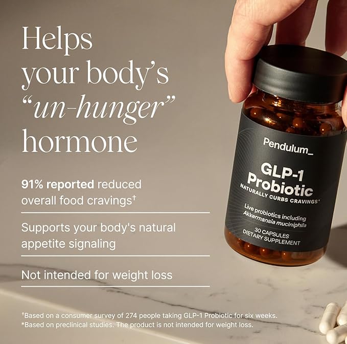 Pendulum GLP-1 Probiotic – Supports Appetite Control and Craving Management Naturally | Improves Regularity &amp Gut Health with Akkermansia &amp Other Strains (30 Capsules)