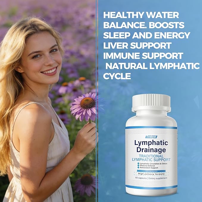 Lymphatic Drainage Capsules 60 Capsules New Maximum Potency Formula 2 Month Supply with Dandelion Extract Cleavers Extract - Supports Cellulite Reduction Lymphatic Drainage &amp Immune Health