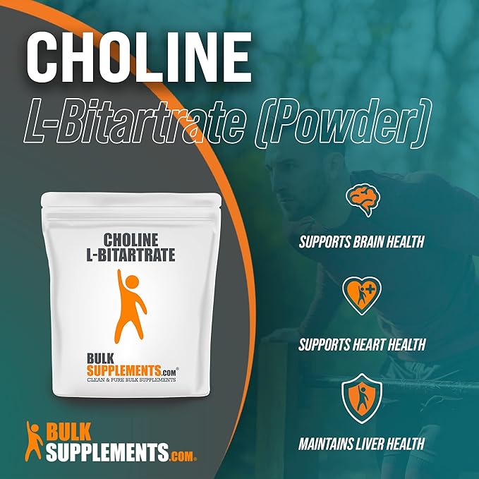 BulkSupplements.com Choline Bitartrate Powder - as Choline L-Bitartrate Choline Supplement - Gluten Free 600mg per Serving 5kg (11 lbs) (Pack of 5)