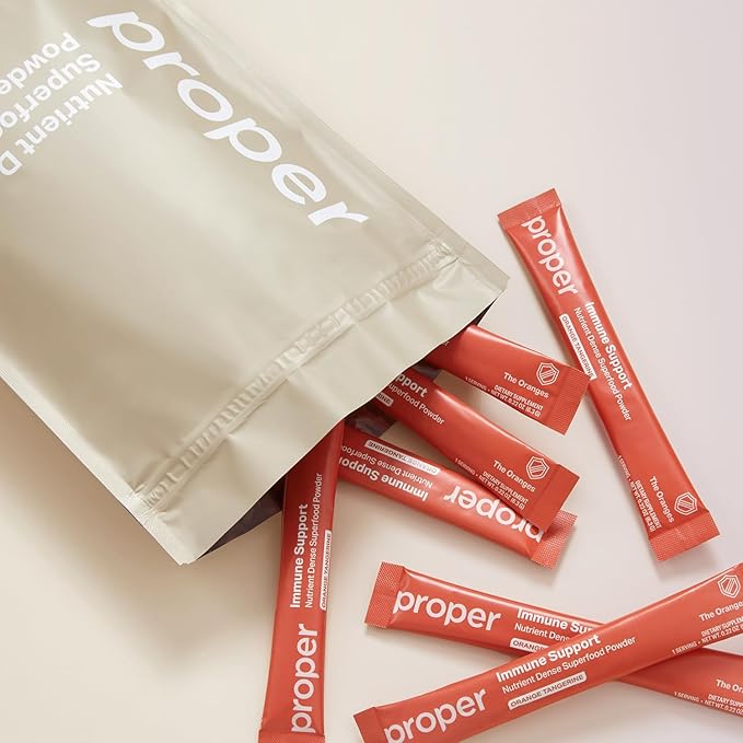 Proper The Oranges Immune Support Supplement. Orange Tangerine Drink Mix. Elderberry Vitamin C and Zinc Complex with Echinacea Immunity Vitamins Phytonutrients and Gut Health Probiotic