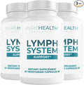 PUREHEALTH RESEARCH Lymph System Support - Lymphatic Drainage Supplement for Women &amp Men - Bromelain Echinacea Dandelion Burdock Root Lemon Powder Kelp Cleavers &amp More - 180 Capsules