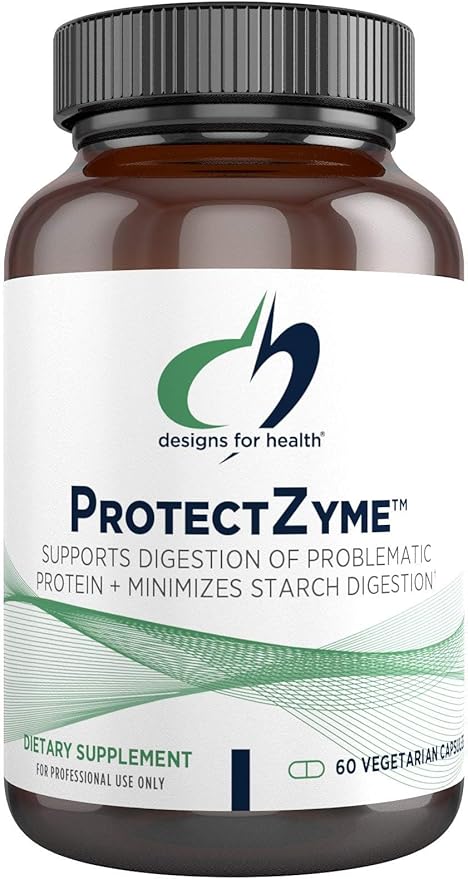 Designs for Health Carb-Lipo Control (ProtectZyme) - Digestive Enzyme to Help Minimize Fat + Starch Absorption and the Digestion of Gluten Casein - Supports Healthy Body Composition (60 Capsules)