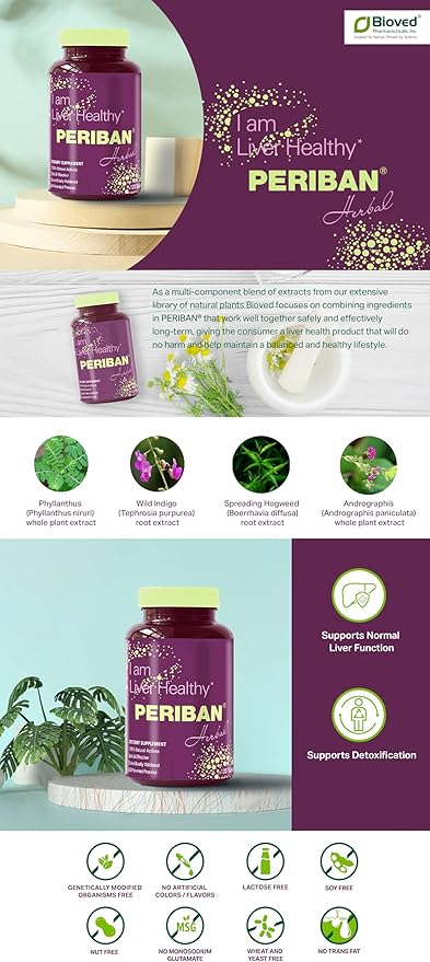 Liver Support -Blend of Andrographis Paniculata Boerrhavia Diffusa Tephrosia Purpurea Phyllanthus Niruri. Proven to Support The Body's Natural Liver Functions and Immune Health