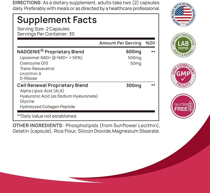 NAD+ Supplement for Women - NMN Alternative with β-NAD+ Trans-Resveratrol CoQ10 D-Ribose - Promotes Cellular Renewal Energy and Radiant Skin Health - 60 Capsules 2 Packs Advanced