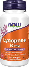 NOW Supplements Lycopene 10 mg with Natural Extract from Tomatoes Free Radical Scavenger* 120 Softgels