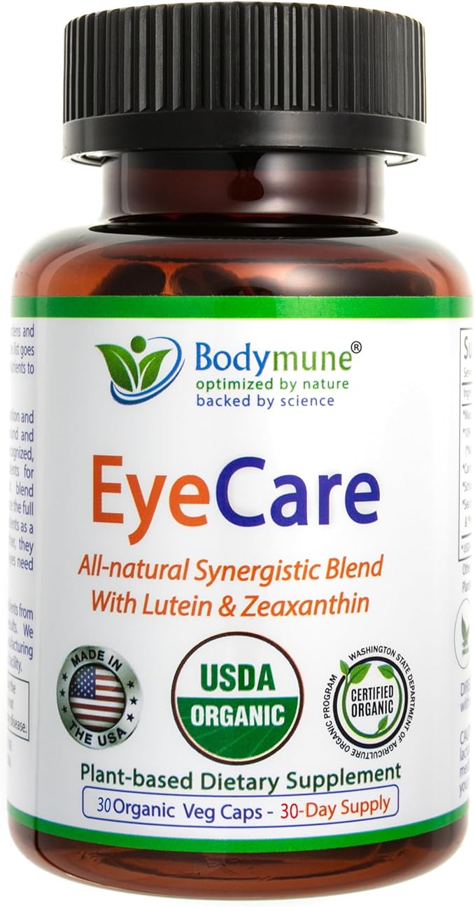 Bodymune Advanced EyeCare | USDA Organic Eye Health Supplement with Lutein &amp Zeaxanthin | Maqui Goji &amp Sea Buckthorn Extracts | 30-Day Supply | Vegan Non-GMO Made in USA