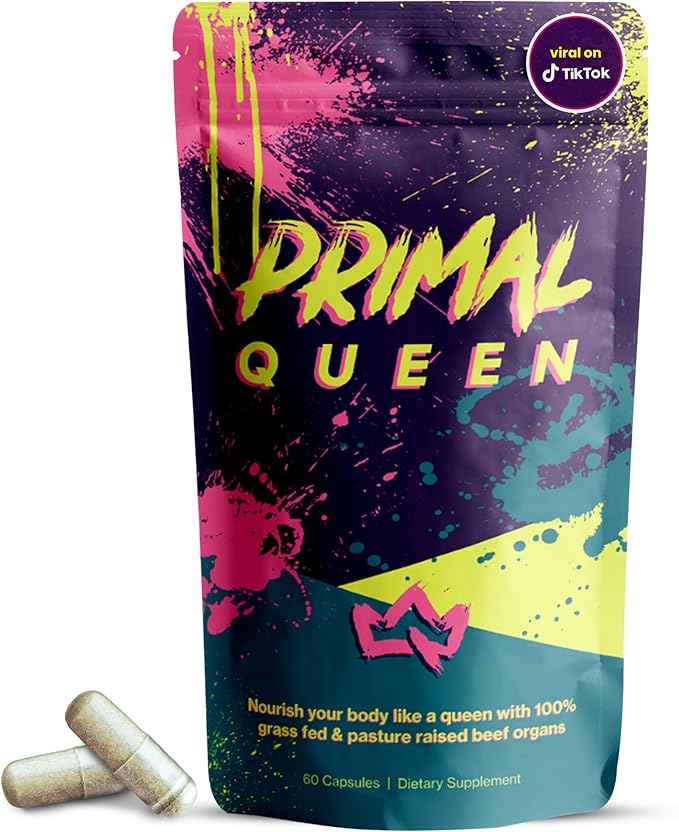 Primal Queen Female-Optimized Beef Organ Superfood Supplement (Beef Liver Kidney Heart &amp 3 More) - 100% Grass Fed Pasture Raised - 3rd Party &amp Clinically Tested